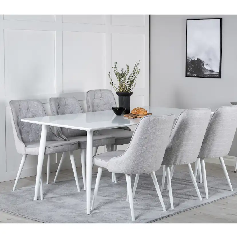 Matgrupp Venture Home Pobbie med 6 Vera Stolar Vita Ben