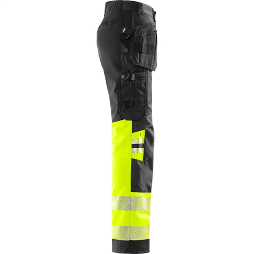 Varsel hantverkarbyxa stretch 2706 PLU, klass 1 Storlek: D112, Svart/Gul