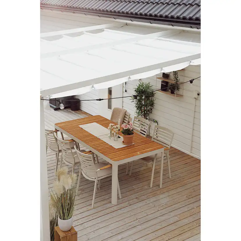 Väggpergola Jabo 4x4 m Vit, Solskydd & Vattenavvisande Polyester