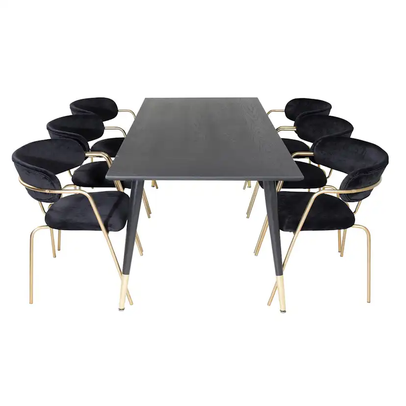 DippTable -Black Brass+Arrow armchair- Black_6 Svart/Mässing/Svart