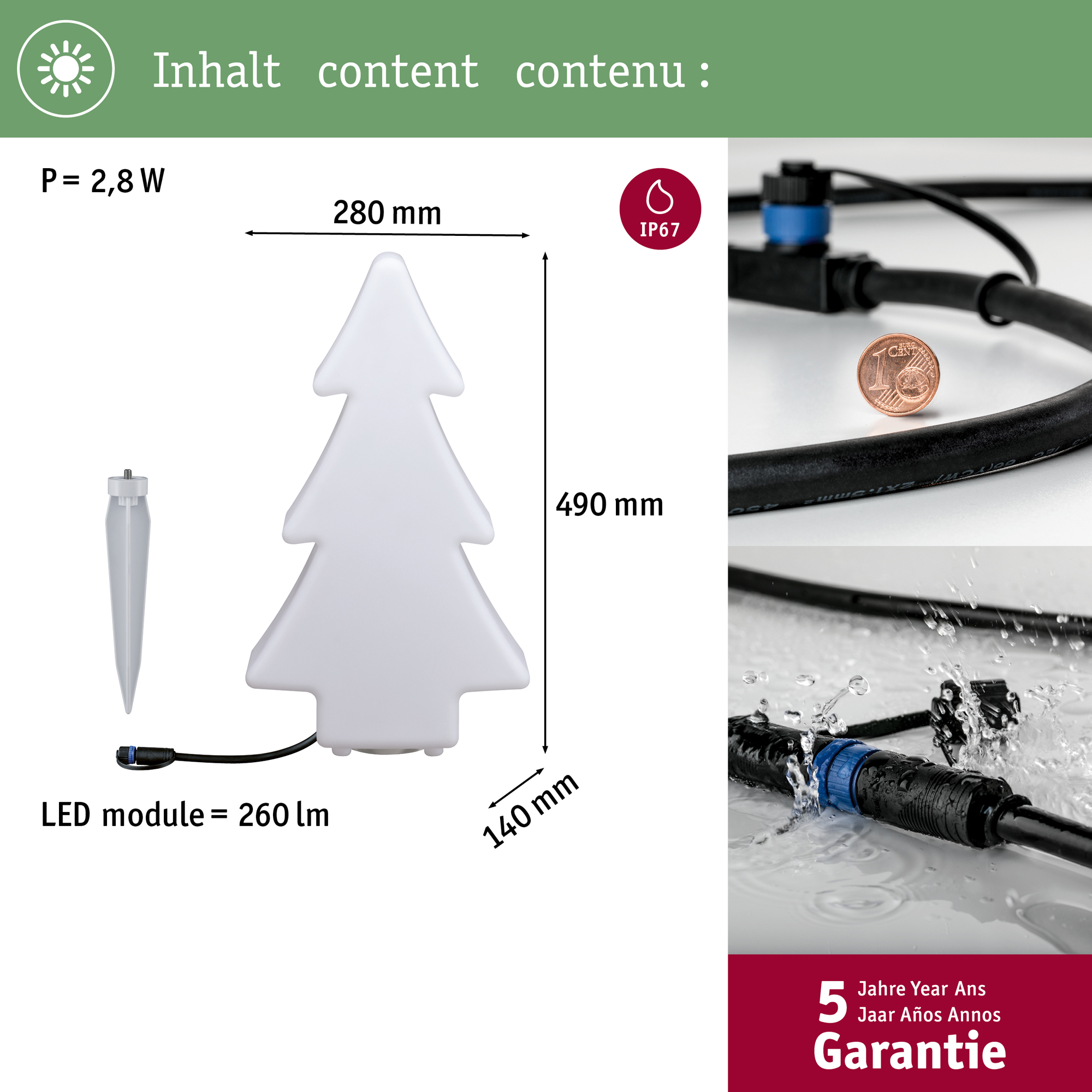 Dekorationsljus LED Paulmann Tree Plug & Shine IP67 24V