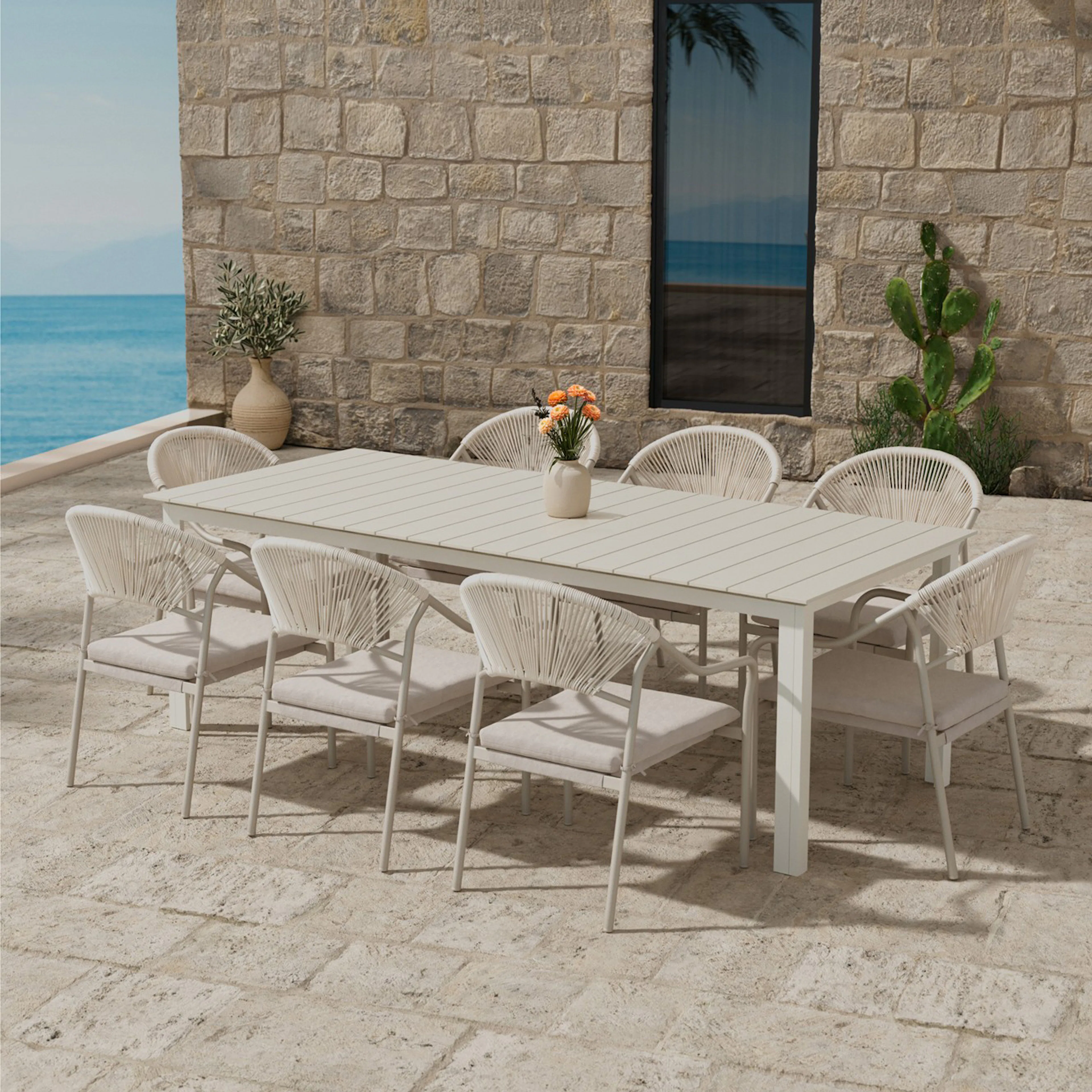 Matgrupp Utomhus Venture Home Levels 100x229 cm med 8 st Paros Trädgårdsstolar