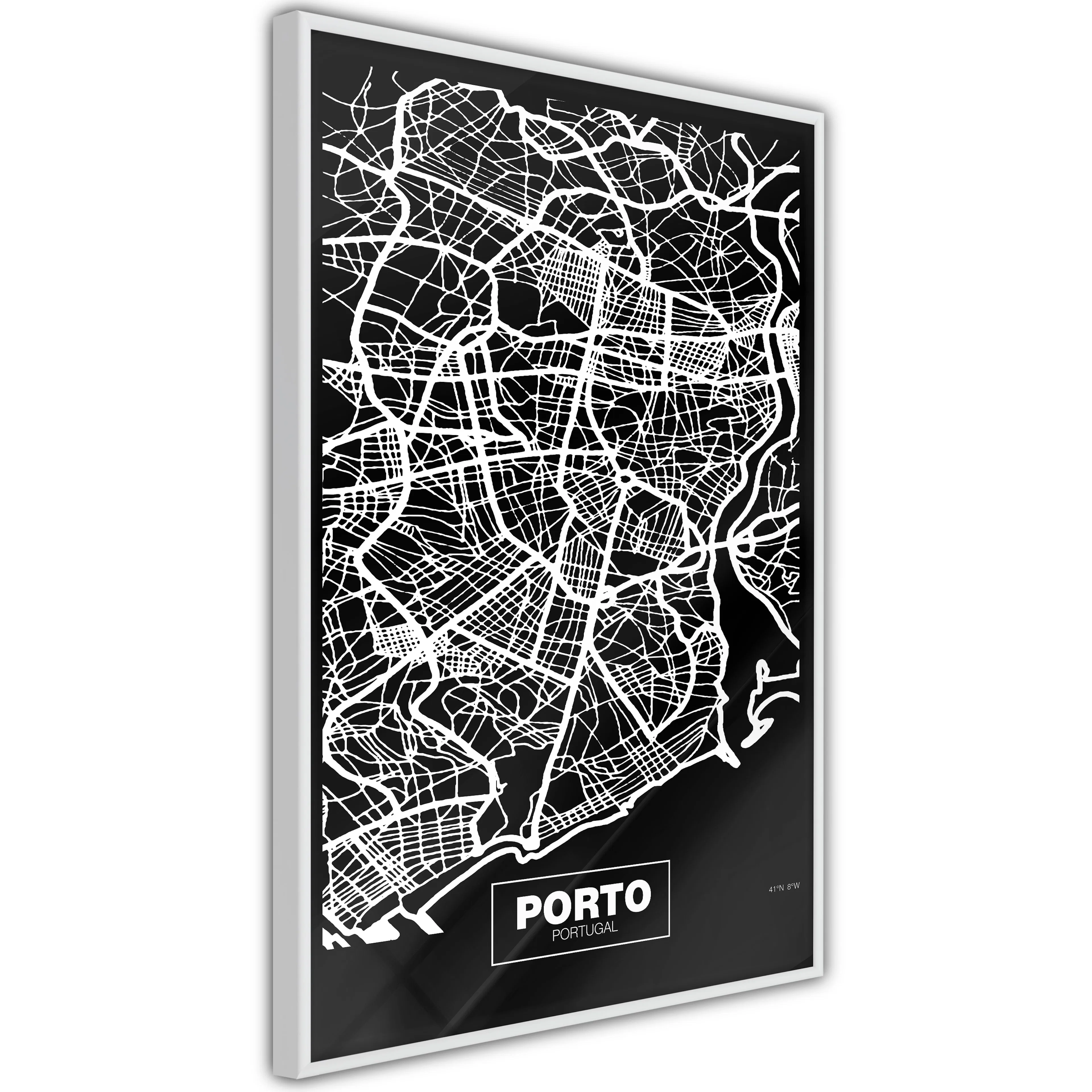 Poster Artgeist Affisch Negative Map Porto