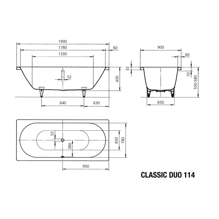 Inbyggnadsbadkar Kaldewei Classic Duo