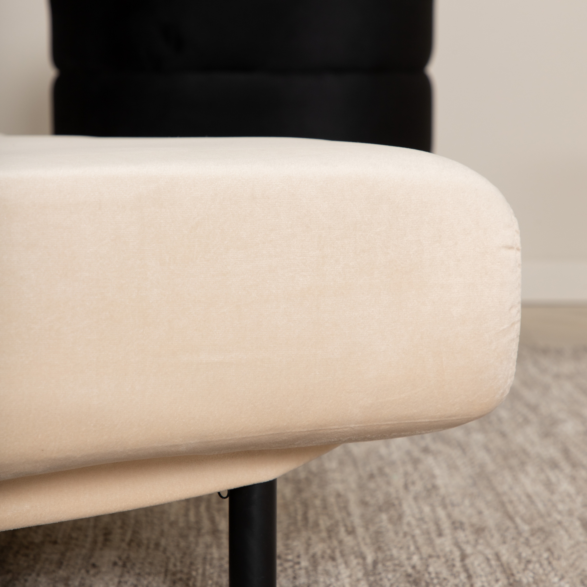 Vicky Folding Bed Double - Black / Beige Velvet Beige