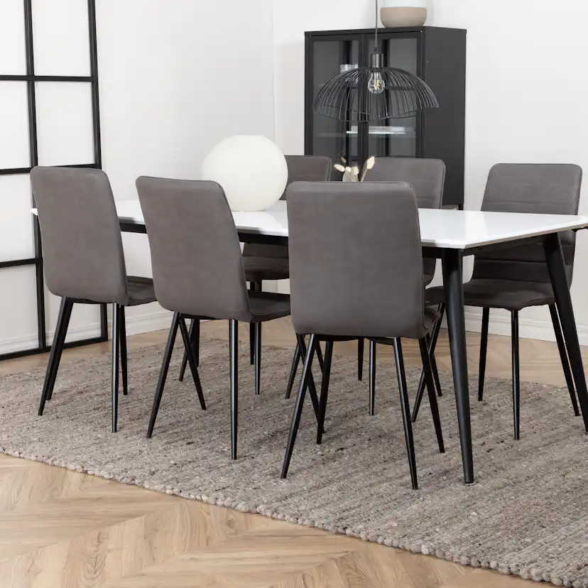 Jimmy Dining Table - Black / White HPL+Windu Lyx Chair - Bla Grå
