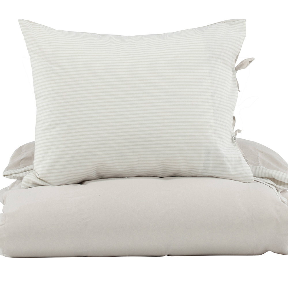 Jenna Bed Set Linen Cotton Light Grey 150x200 cm Färg: Ljusgrå, Mått: 150x200 cm