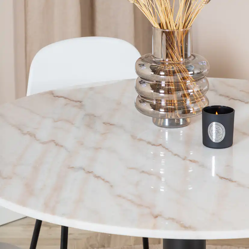 Estelle Round Dining Table ø106+ Arctic Dining Chair Vit/Svart/Vit