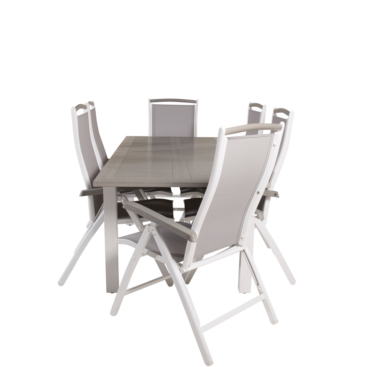 Albany Dining Table 152/210*90 - White Alu / Grey Aintwood+A Grå