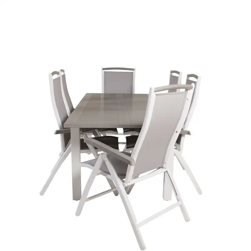 Albany Dining Table 152/210*90 - White Alu / Grey Aintwood+A Grå