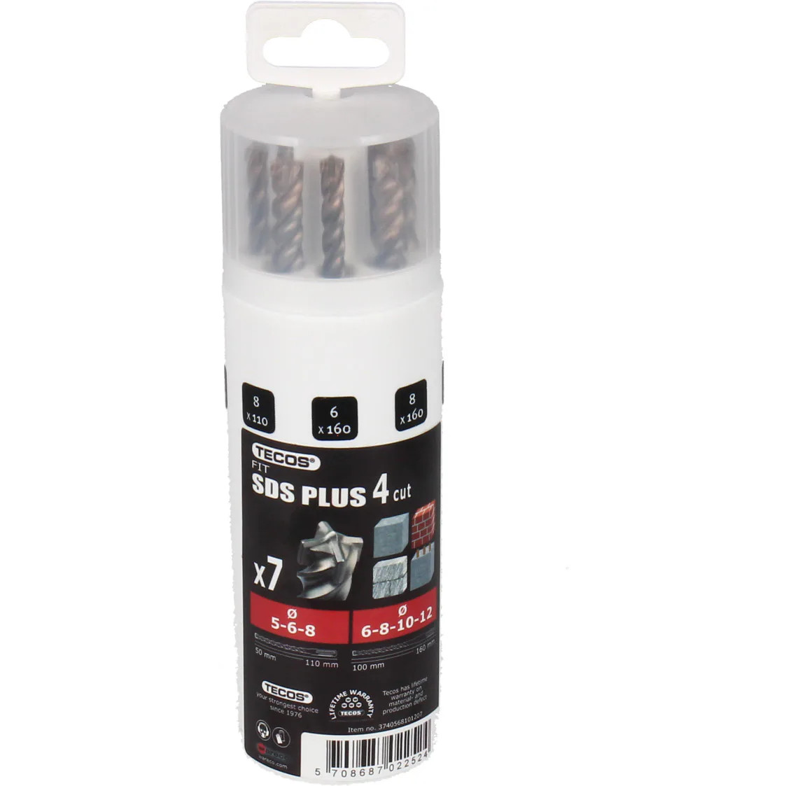SDS Plus set Tecos 4-skär 5-12 mm