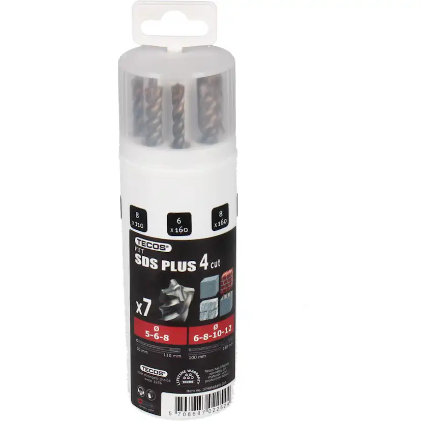 SDS Plus set Tecos 4-skär 5-12 mm