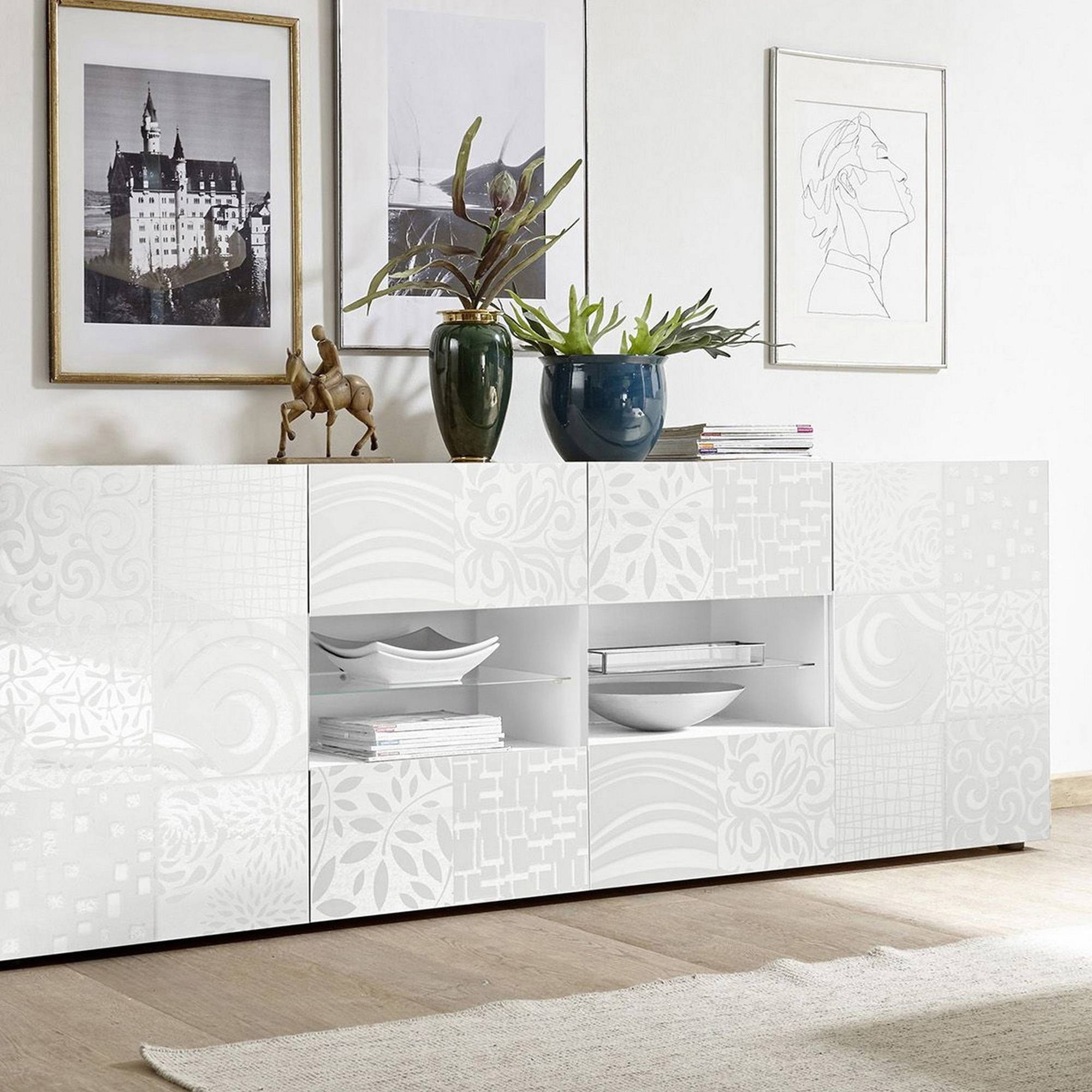 Sidobord LC Spa Mironne 241 cm 4 Hyllor Vit