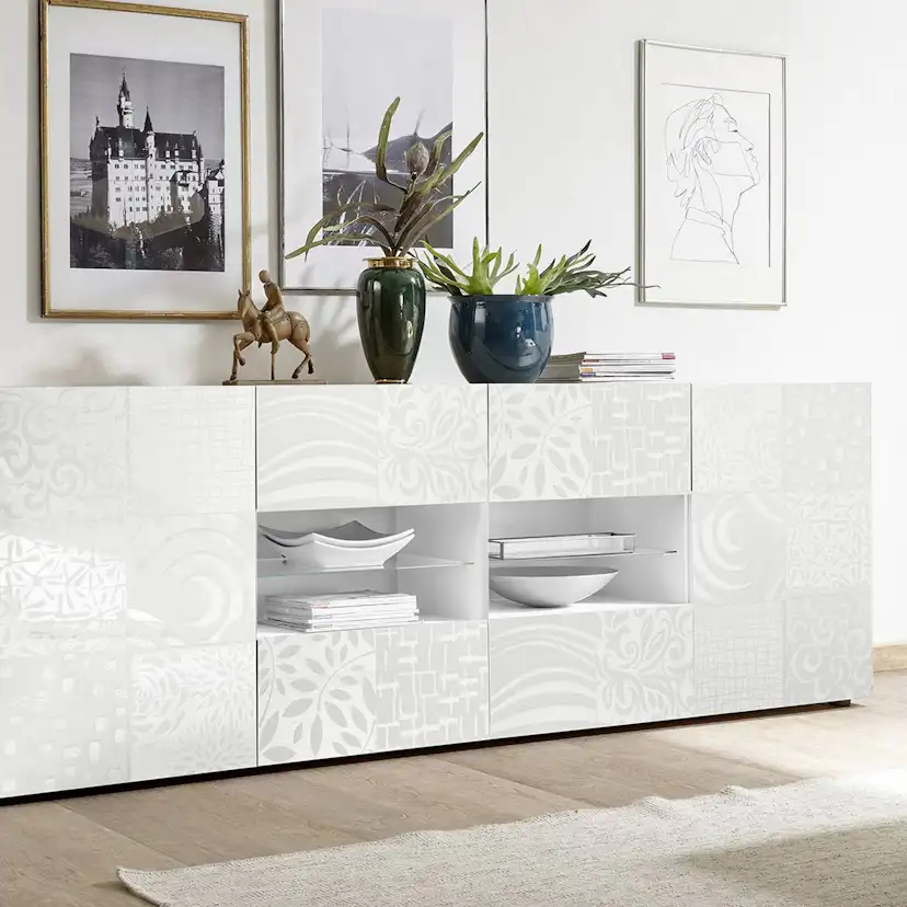 Sidobord LC Spa Mironne 241 cm 4 Hyllor Vit