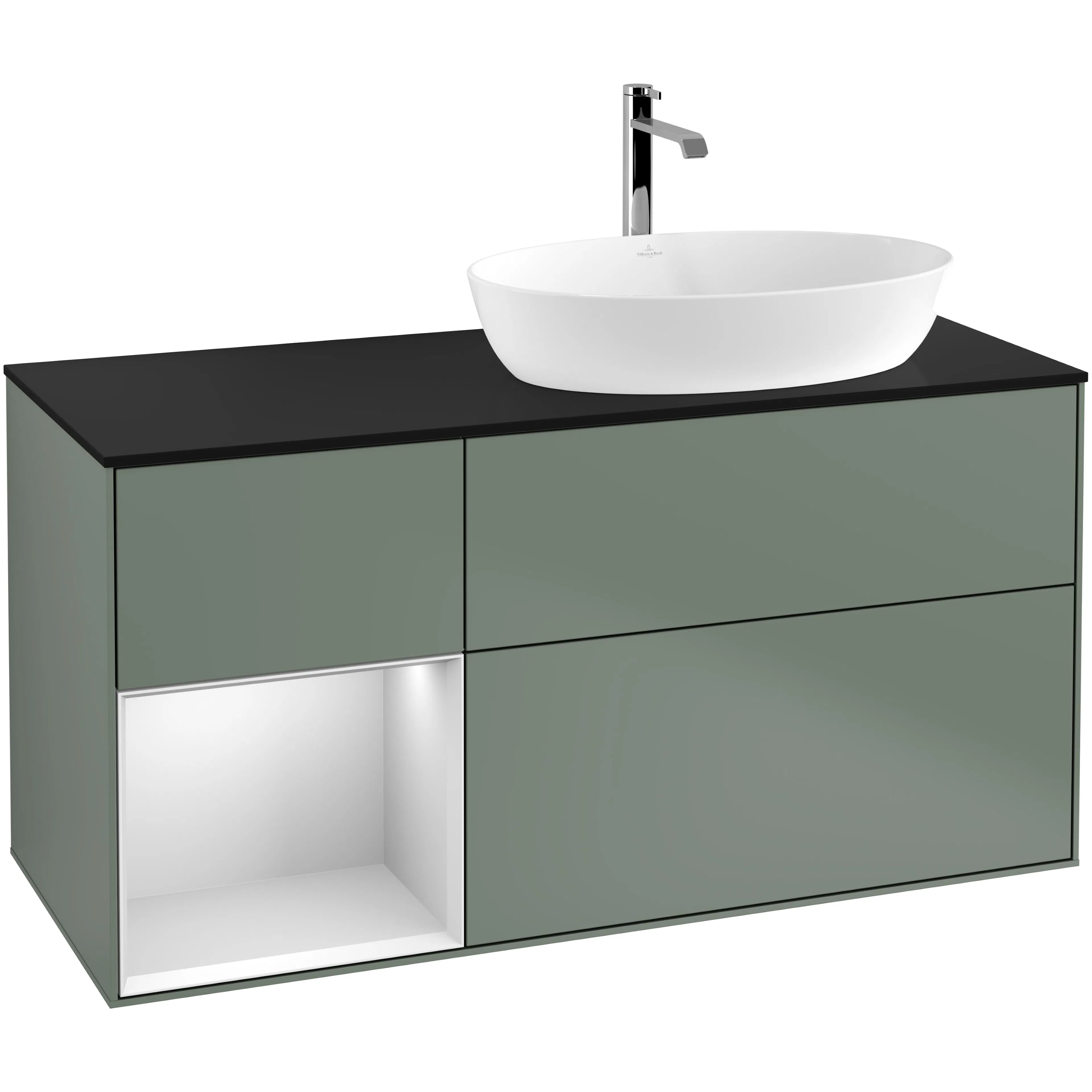 Tvättställsskåp Villeroy & Boch Finion med 3 Lådor Hylla och Bänkskiva för Ocentrerat Tvättställ från Artis & Collaro