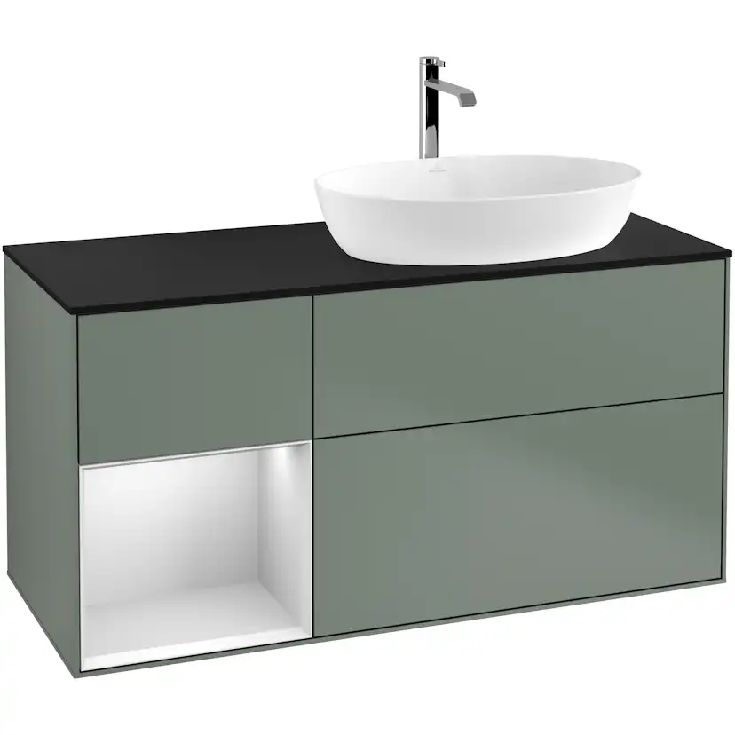 Tvättställsskåp Villeroy & Boch Finion med 3 Lådor Hylla och Bänkskiva för Ocentrerat Tvättställ från Artis & Collaro