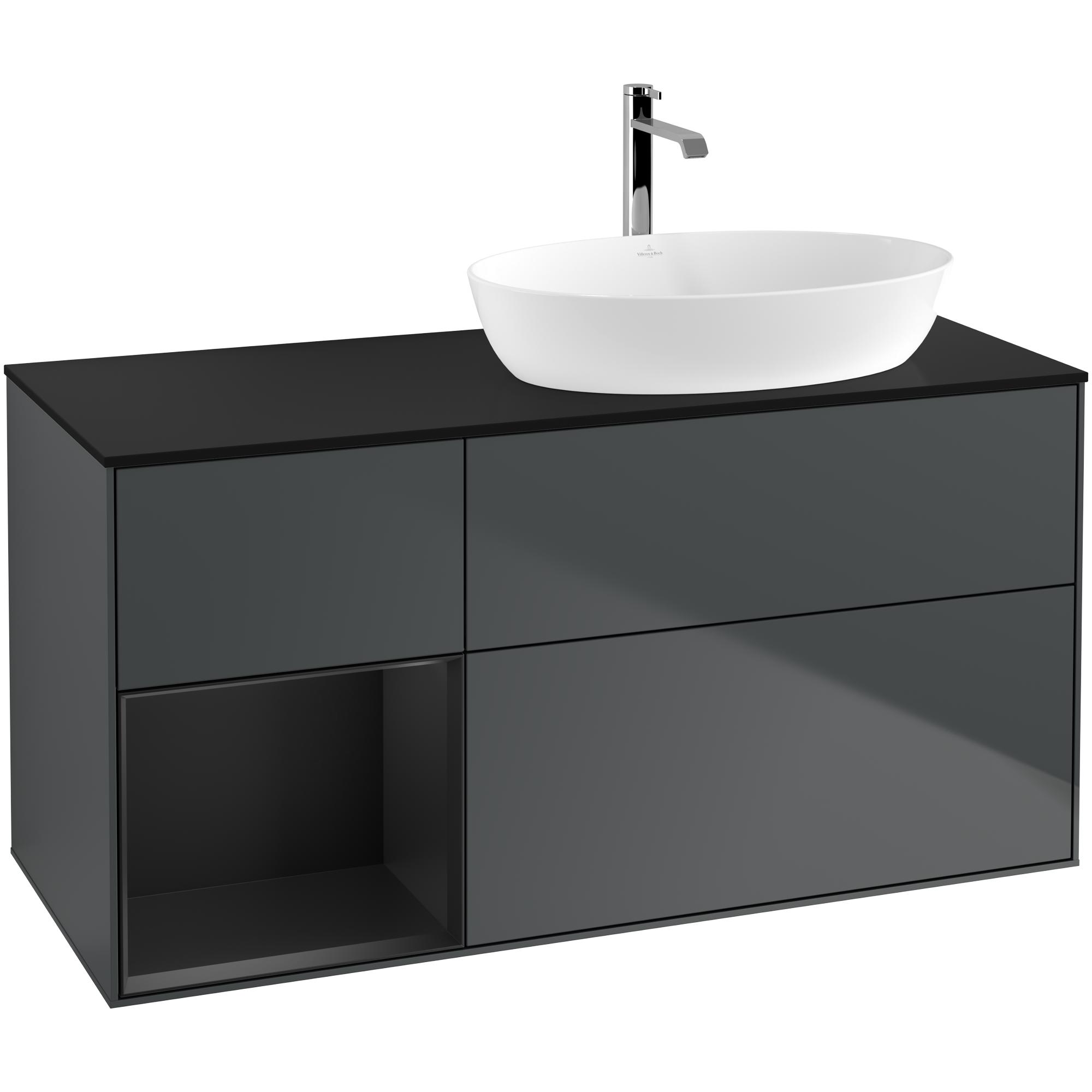 Tvättställsskåp Villeroy & Boch Finion med 3 Lådor Hylla och Bänkskiva för Ocentrerat Tvättställ från Artis & Collaro
