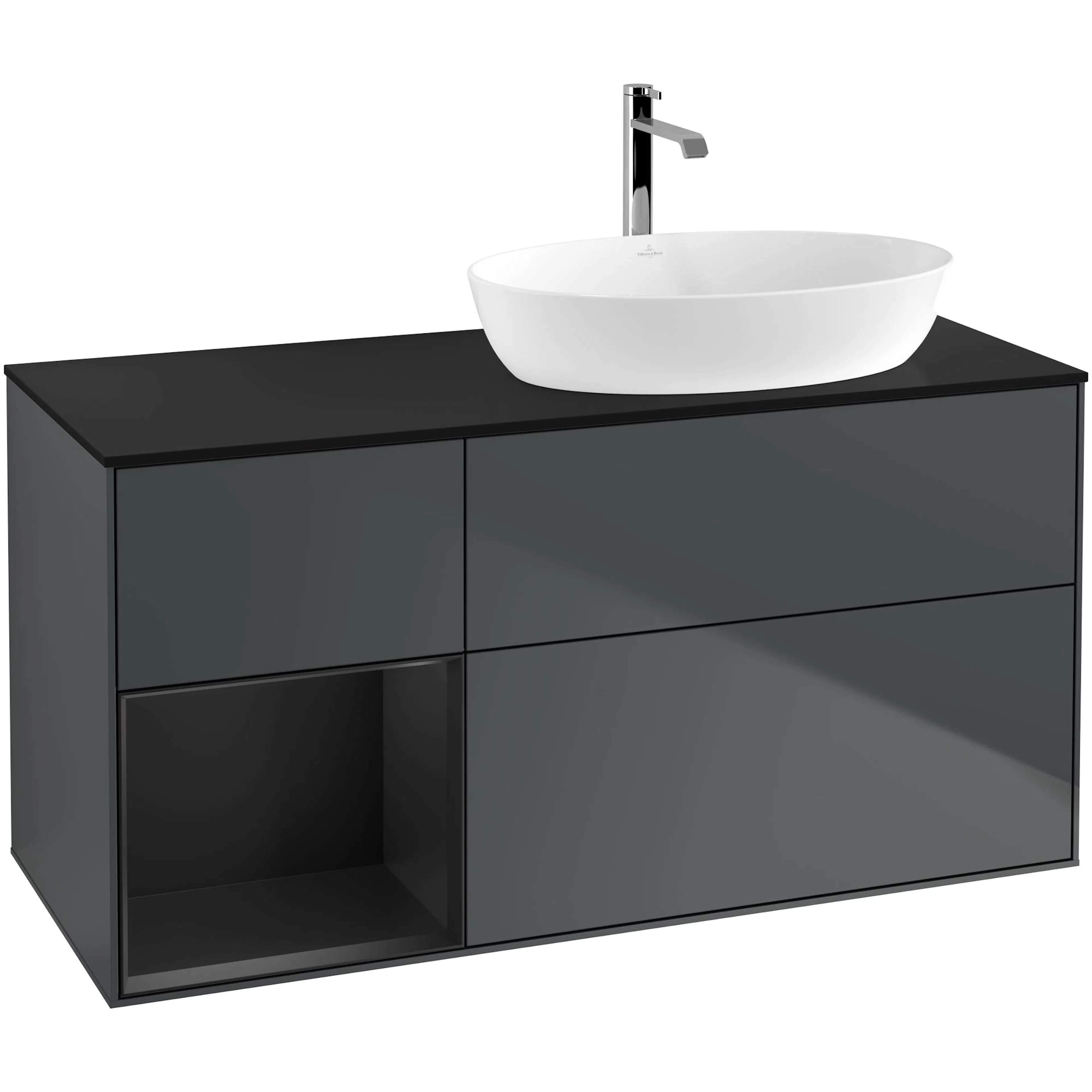 Tvättställsskåp Villeroy & Boch Finion med 3 Lådor Hylla och Bänkskiva för Ocentrerat Tvättställ från Artis & Collaro