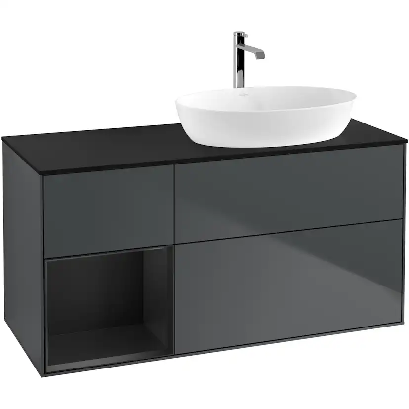 Tvättställsskåp Villeroy & Boch Finion med 3 Lådor Hylla och Bänkskiva för Ocentrerat Tvättställ från Artis & Collaro