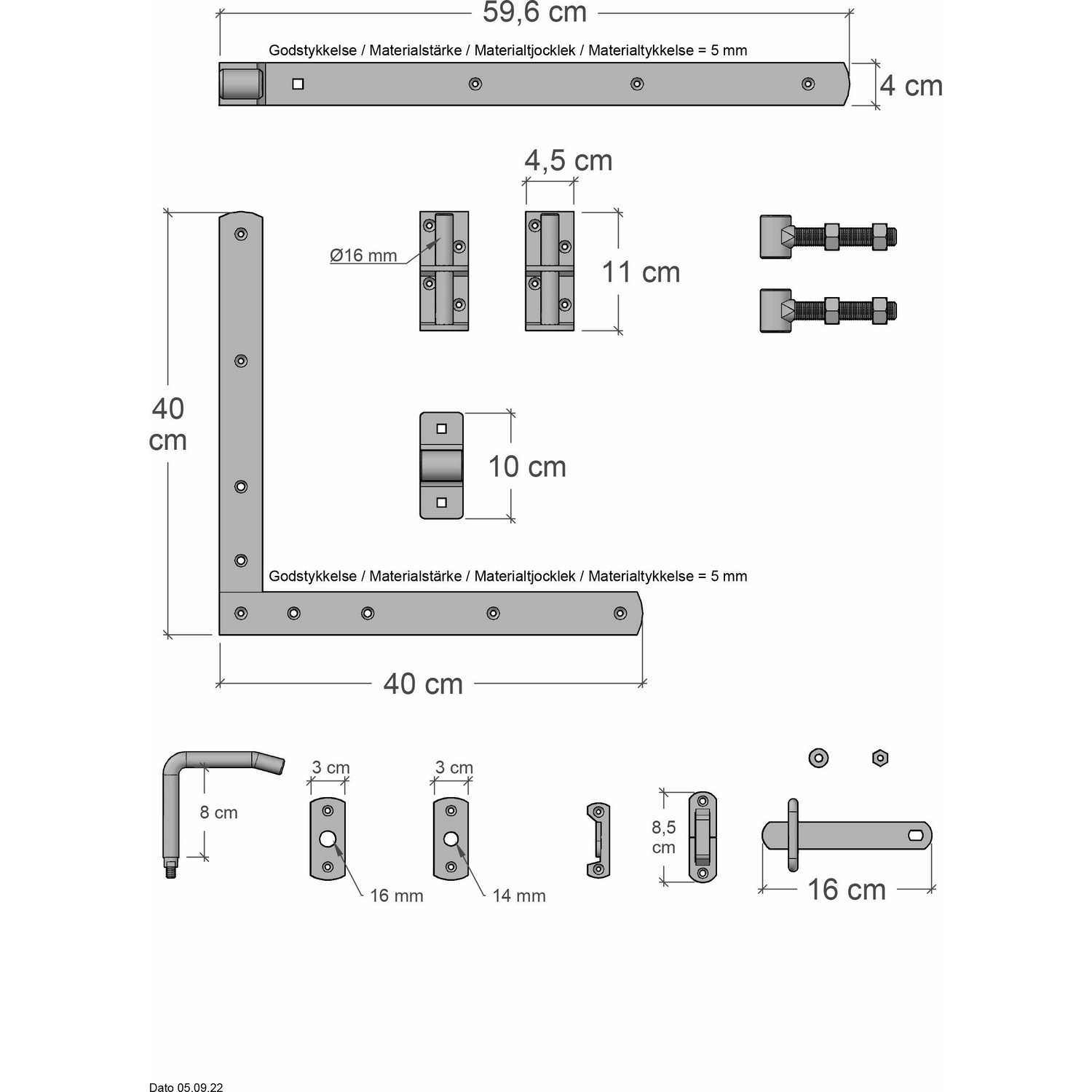 Enkelgrind PLUS Tokyo Bredd inkl. Beslag Umbragrå