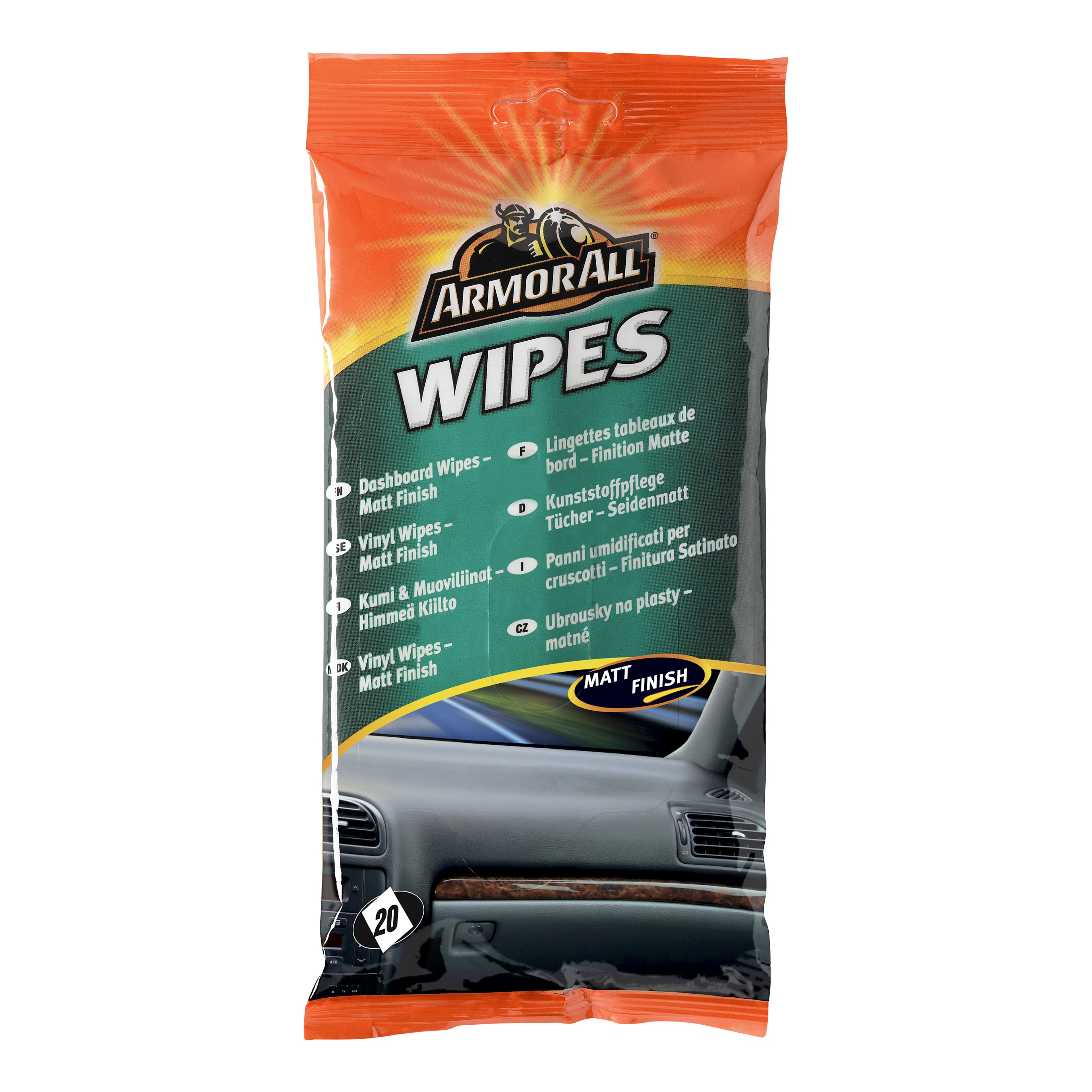Rengöringsduk Armor All Vinyl Matt Wipes Flatpack