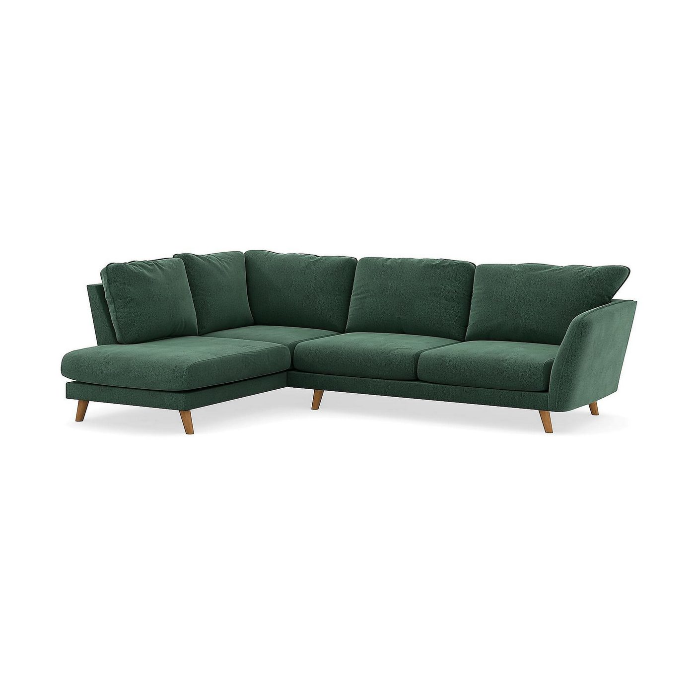 Schäslongsoffa Scandi Days Trend Lyx 4-sits Loris 39, Grön Sammet, Vänstervänd, Trend, Ekfinish