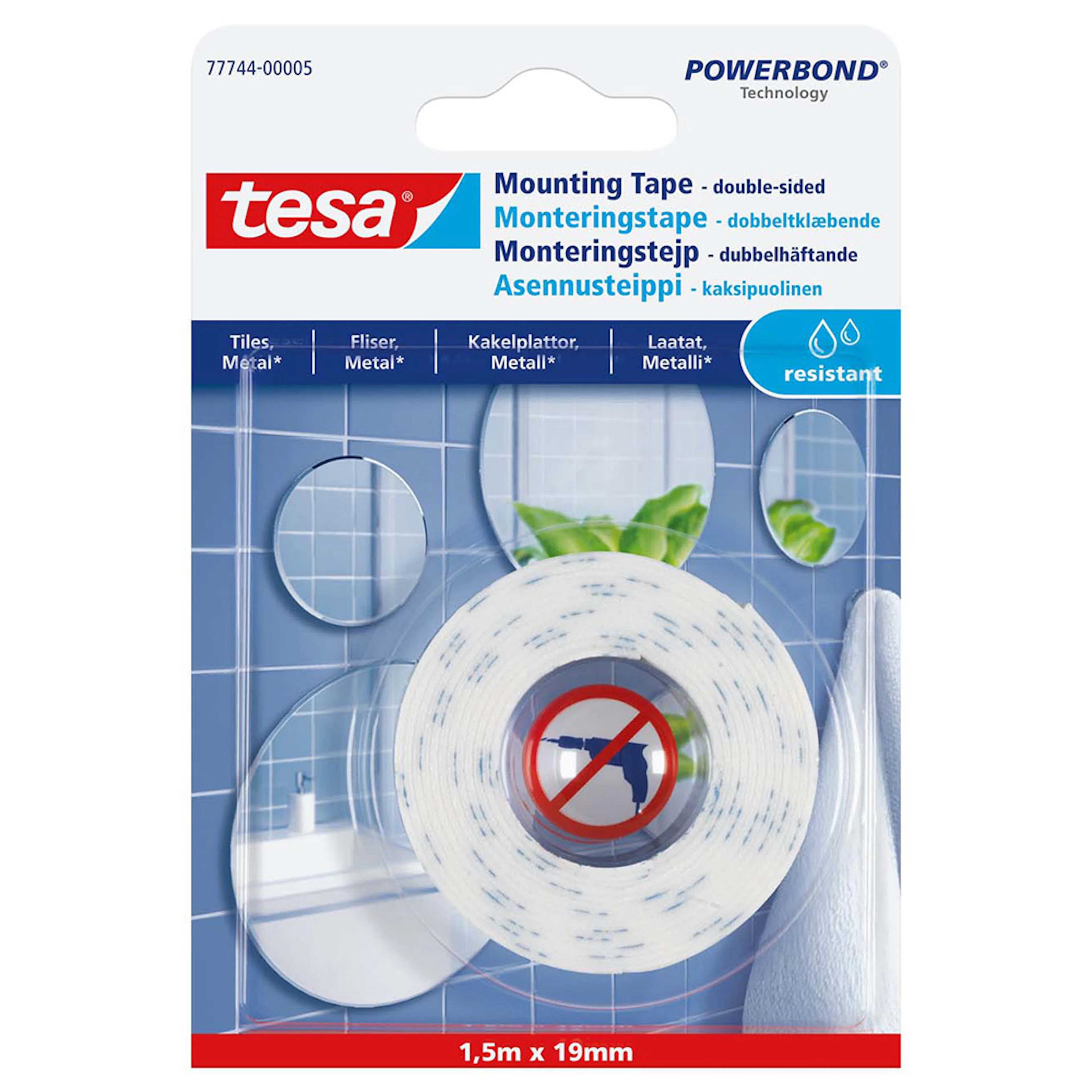 Mont.tejp Tesa Spegel Kakel 1,5 m x 19 mm