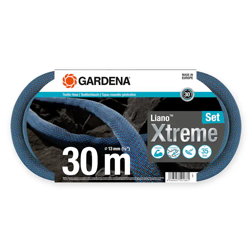 Textilslang Gardena Liano Xtreme 30 m Set med Strålmunstycke