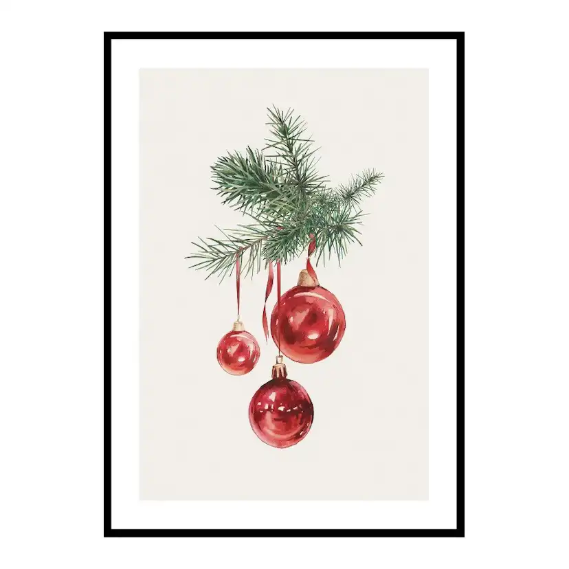 Poster Gallerix Watercolor Christmas Balls