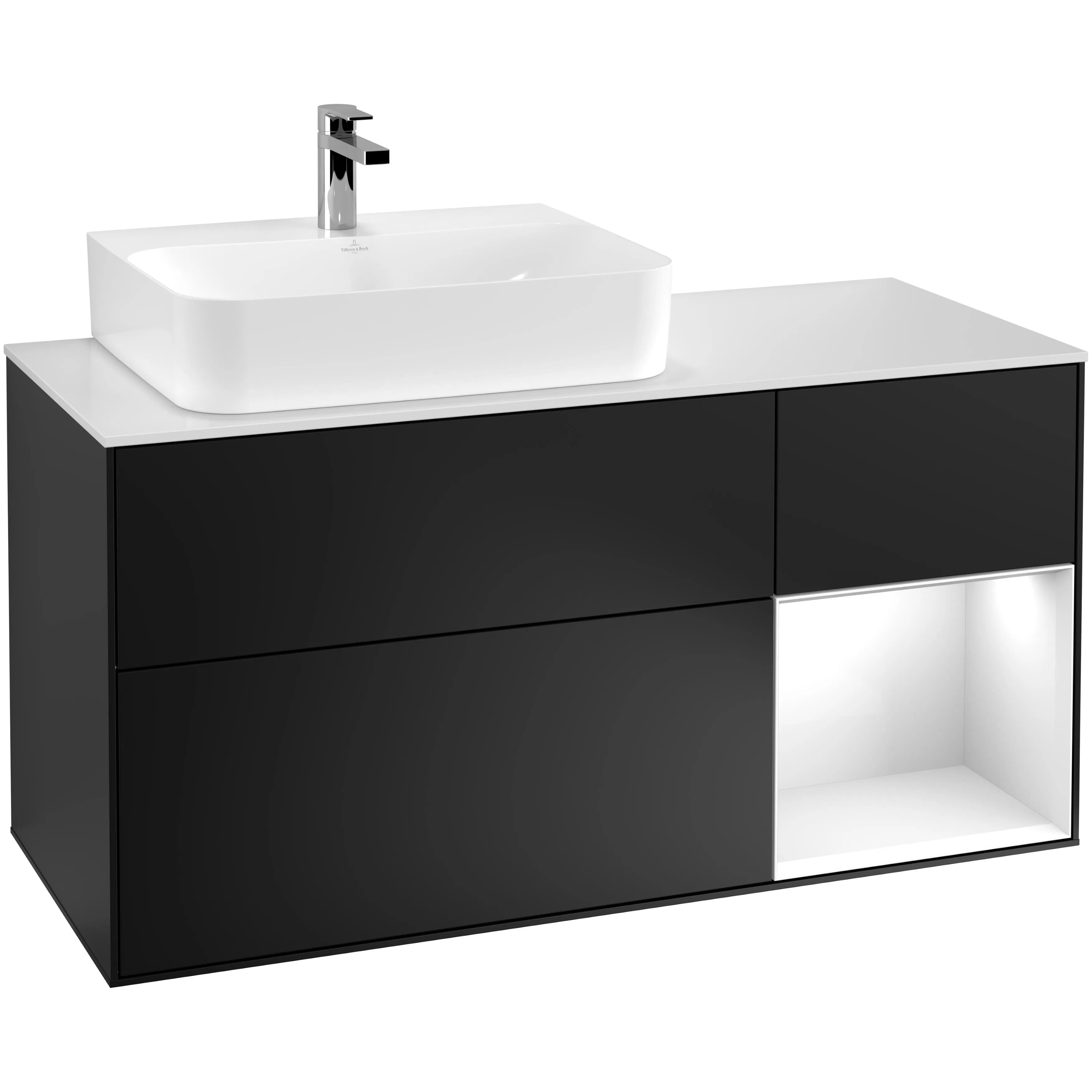 Tvättställsskåp Villeroy & Boch Finion med 3 Lådor Hylla och Bänkskiva för Ocentrerat Tvättställ