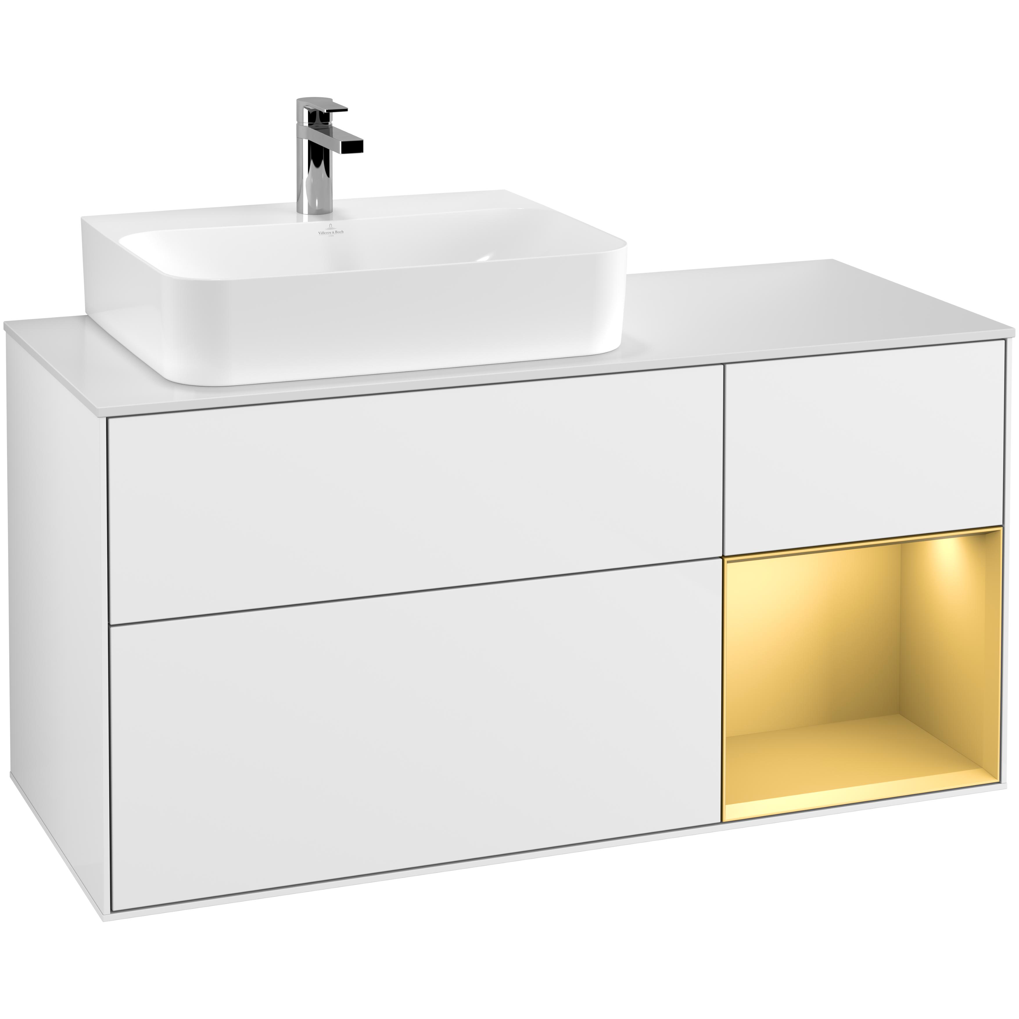 Tvättställsskåp Villeroy & Boch Finion med 3 Lådor Hylla och Bänkskiva för Ocentrerat Tvättställ