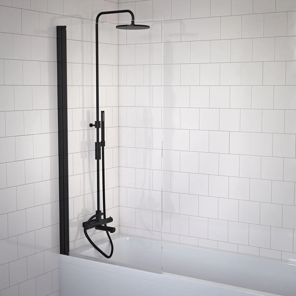 BADKARSVÄGG ORUST MATTSVART KLART 800X1500MM HÖGER Svart, Höger