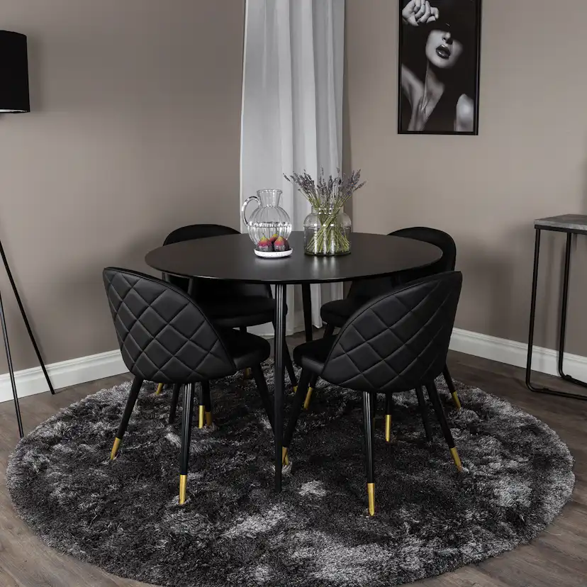 Matgrupp Venture Home Silvia med 4 Valentina Stolar Konstläder Runt