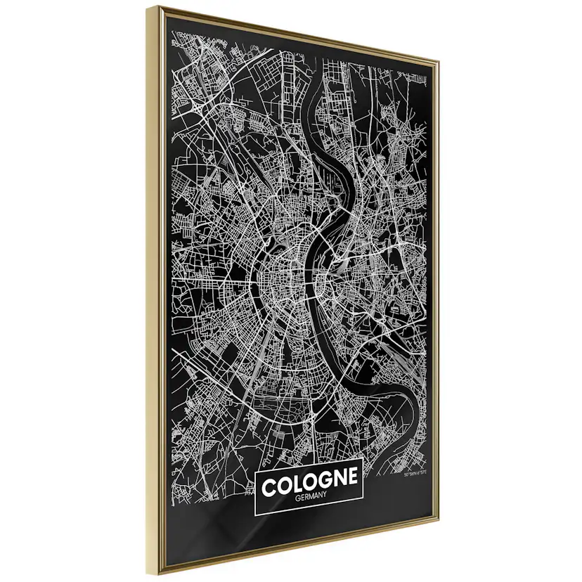 Poster Artgeist Affisch Dark Map of Cologne