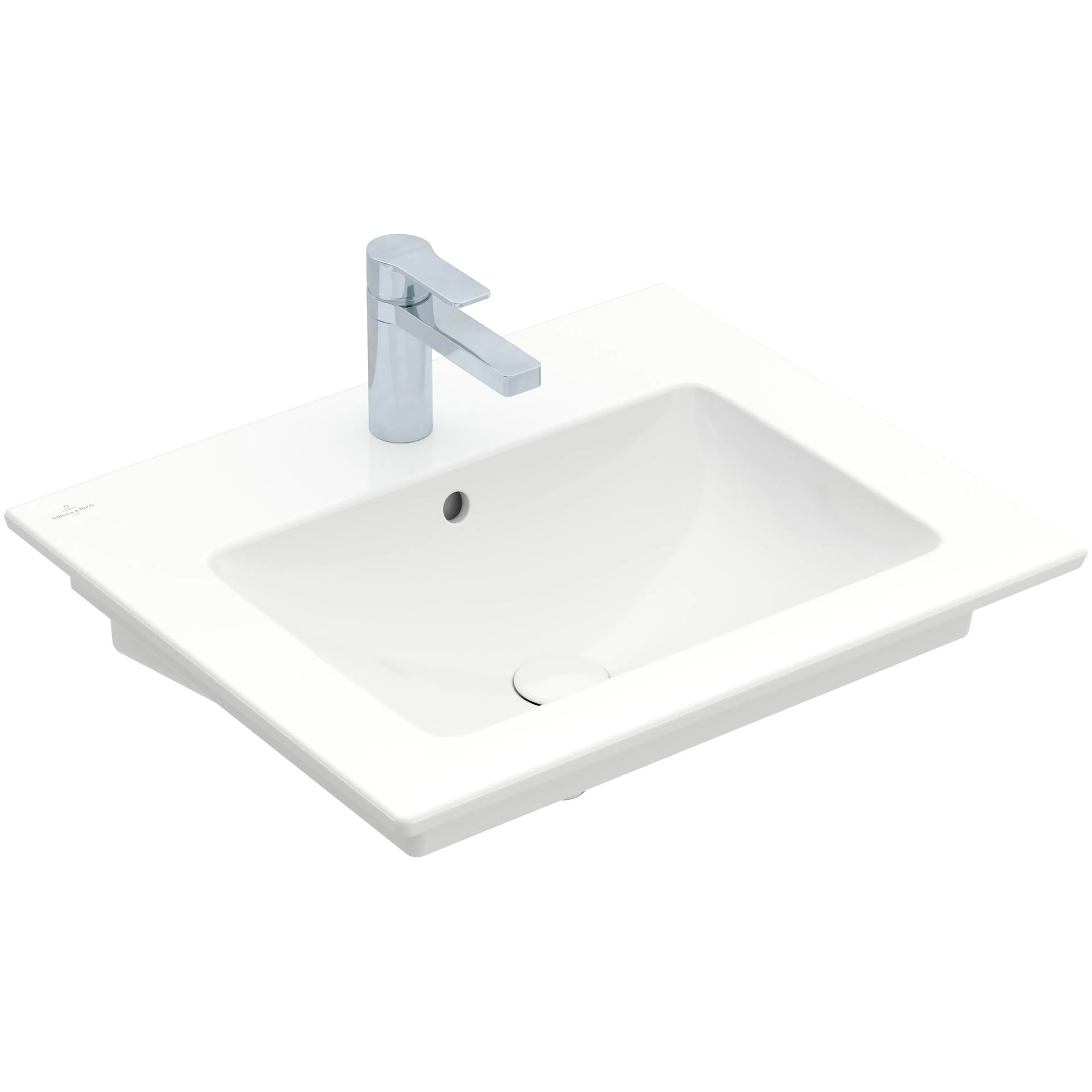 Tvättställ villeroy & Boch Venticello 412460R1 Vit Alpin CeramicPlus, Med Bräddavlopp, 600 mm, Med Blandarhål, för Trehålsblandare