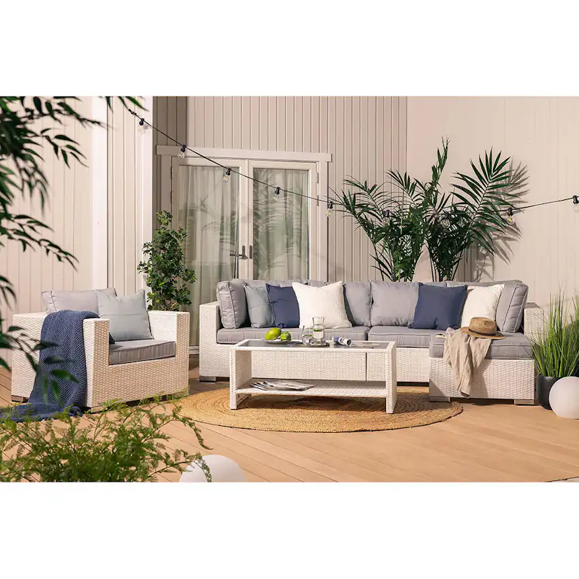 Loungegrupp Comfort Garden Bahamas 4-sits med Fåtölj Divan och Bord med Hylla Utomhus