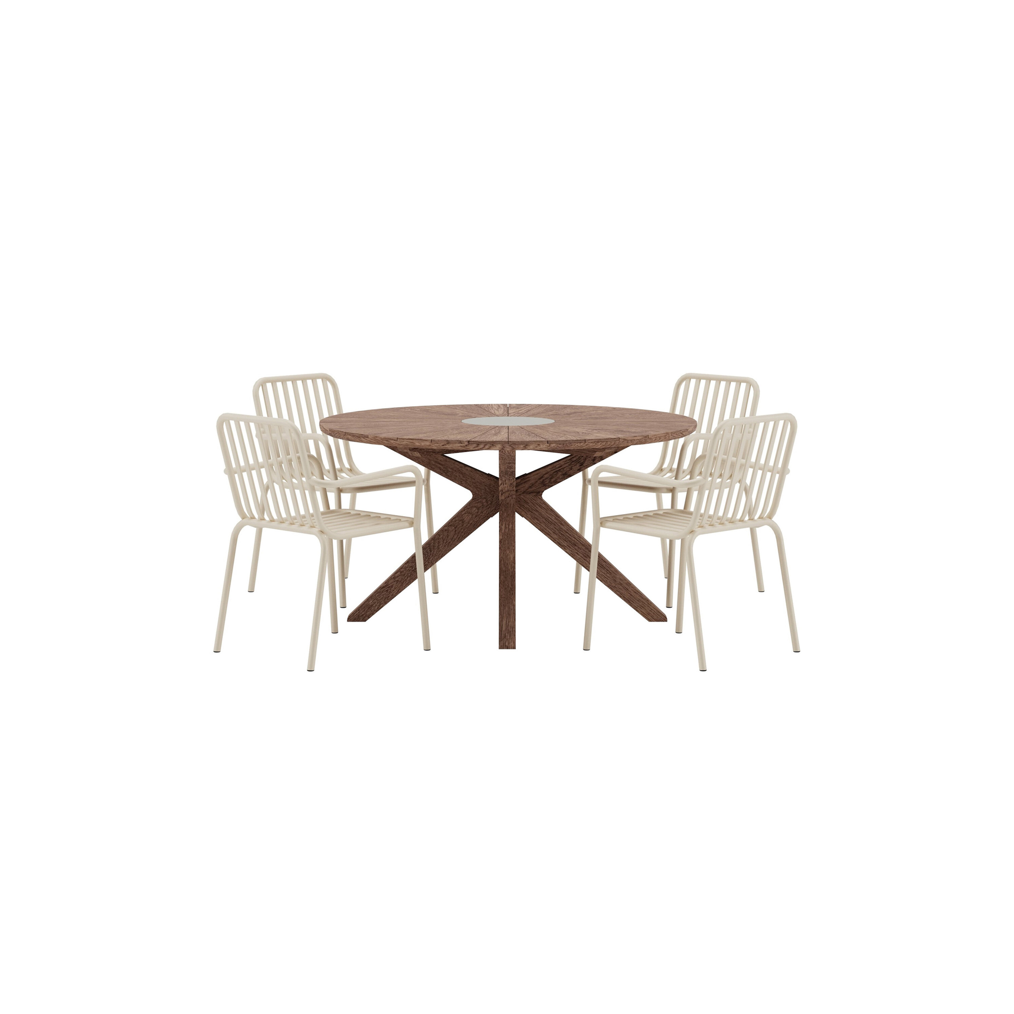 Matgrupp Utomhus Venture Home Rosario Ø140 cm med 4 st Peking Trädgårdsstolar