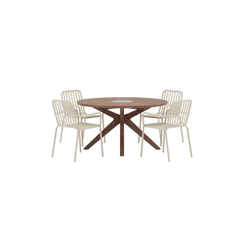 Matgrupp Utomhus Venture Home Rosario Ø140 cm med 4 st Peking Trädgårdsstolar