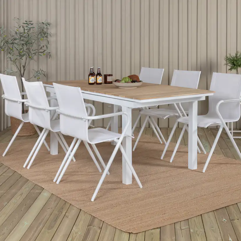 Matgrupp Venture Home Mendi med 6 Act Stolar Vit