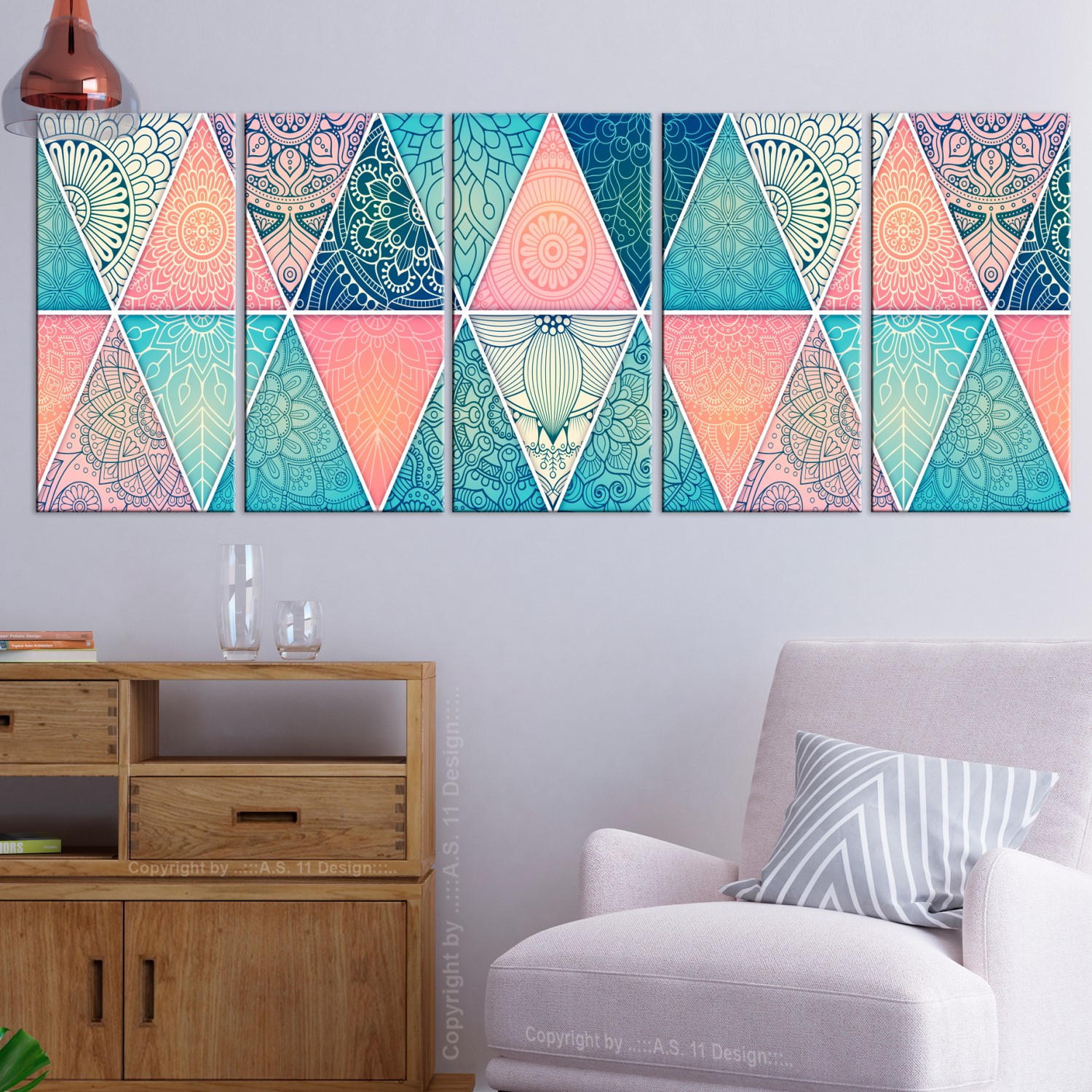 Tavla Arkiio Oriental Triangles Narrow 5 delar