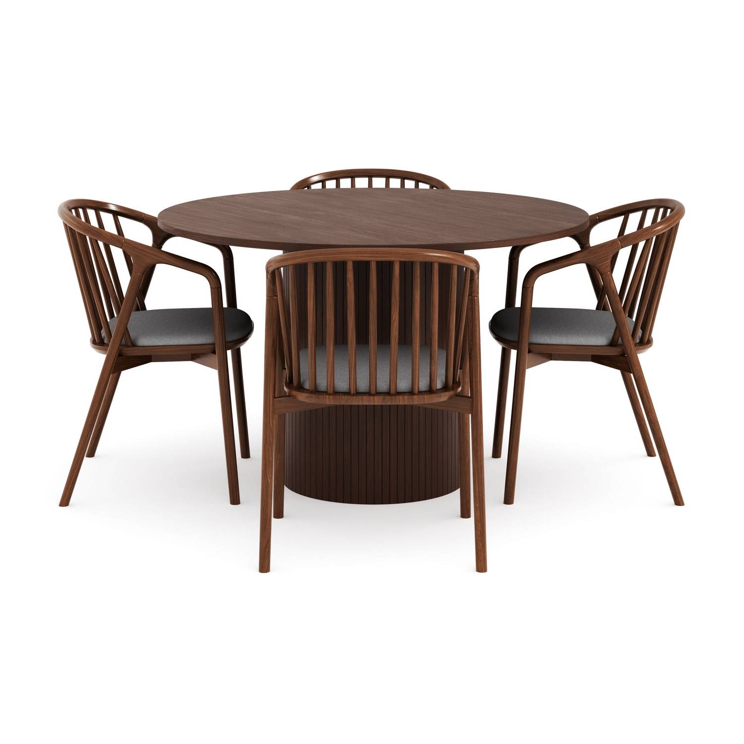 Matgrupp Bark Kopparbo Runt Matbord 120 cm med 4 Noira Matstol