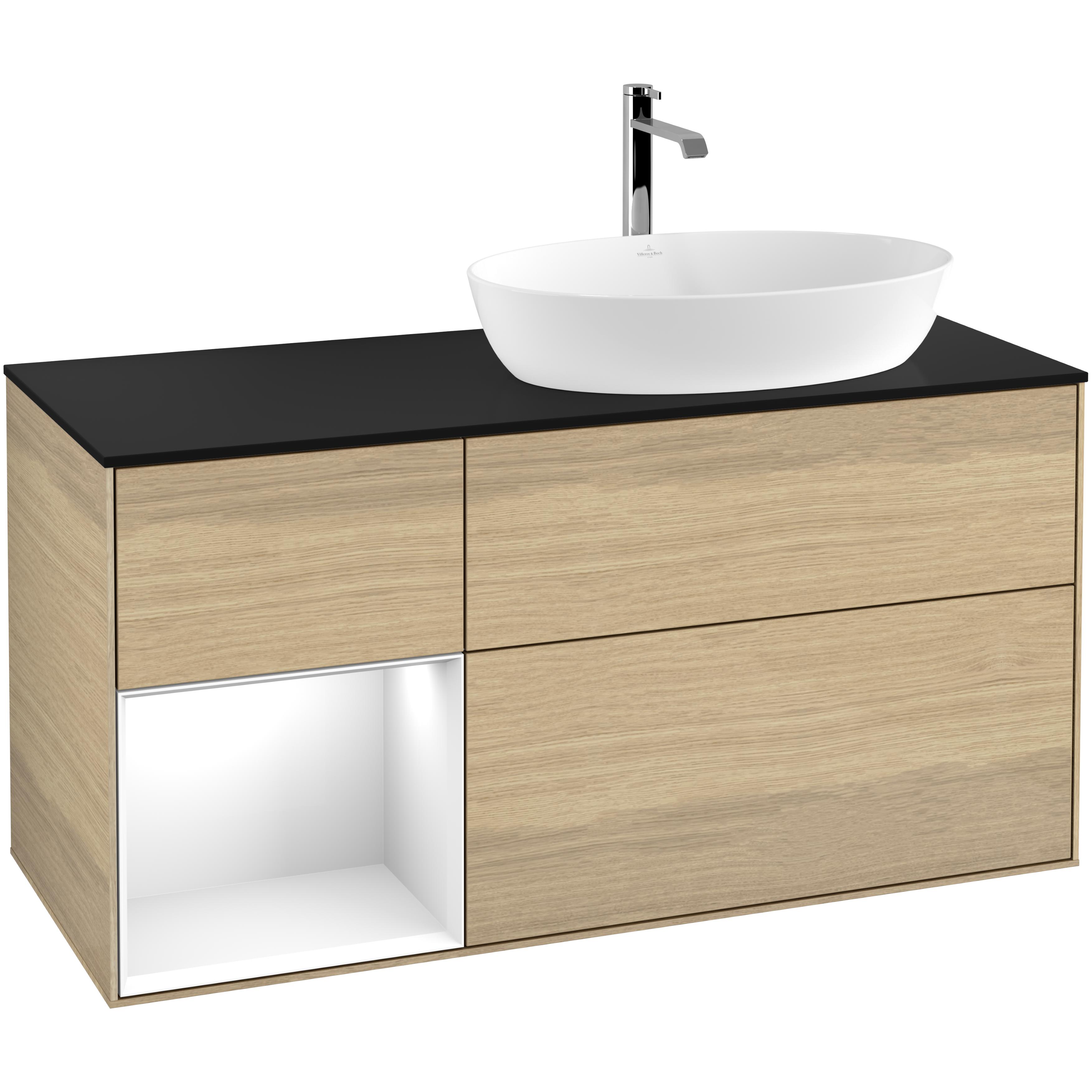 Tvättställsskåp Villeroy & Boch Finion med 3 Lådor Hylla och Bänkskiva för Ocentrerat Tvättställ från Artis & Collaro