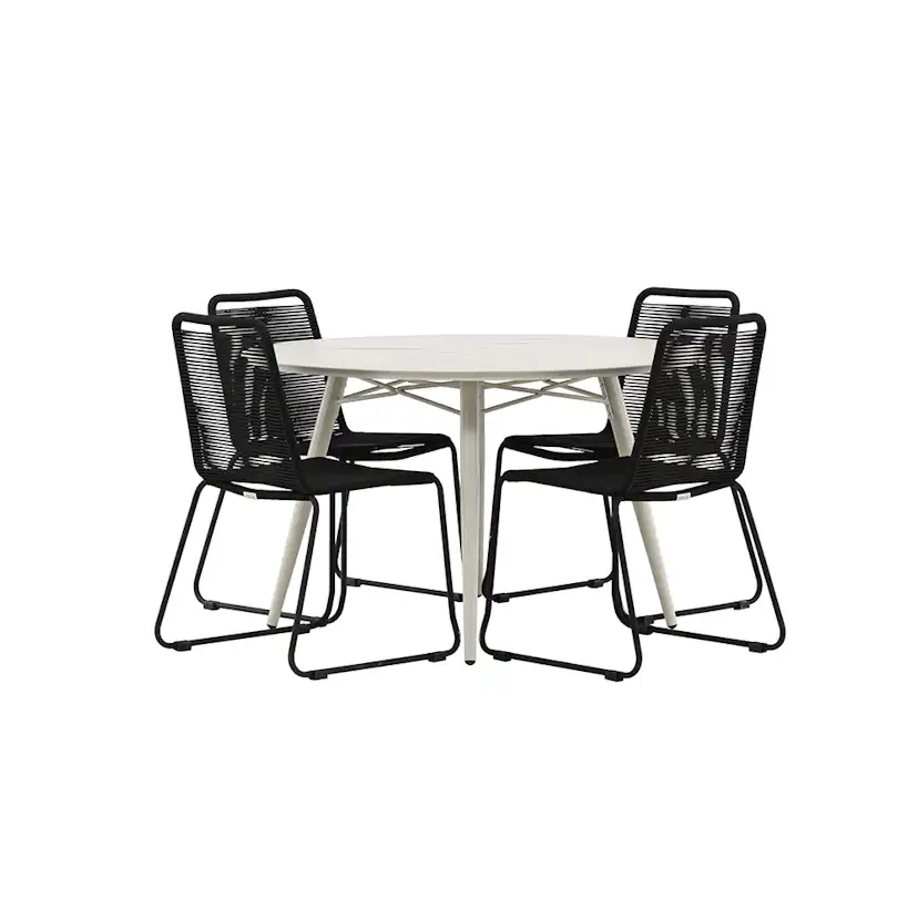 Matgrupp Venture Home Lina Ø120 cm med 4 Lindos Stolar