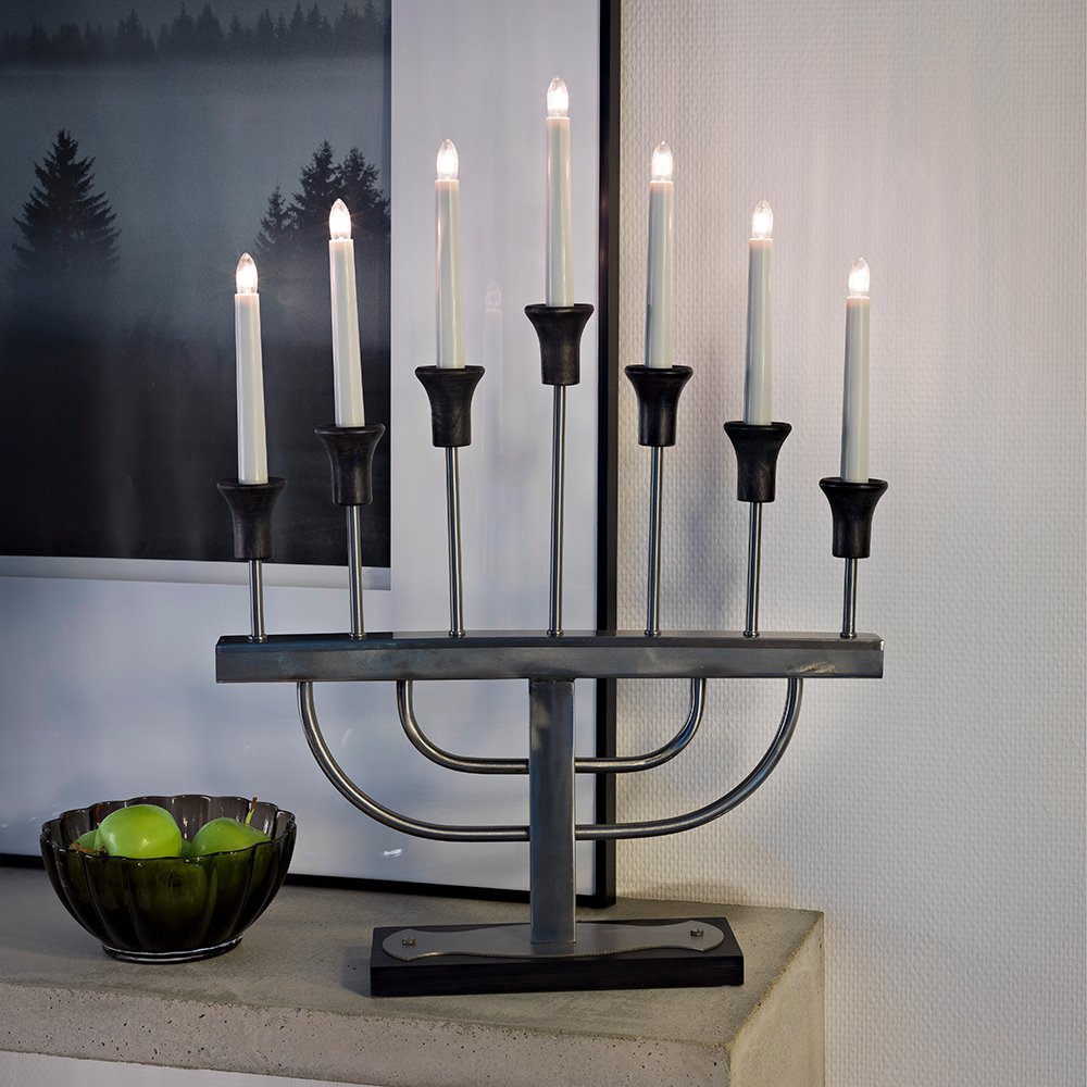 Adventsljusstake Gnosjö Konstsmide 7L Borstad Metall