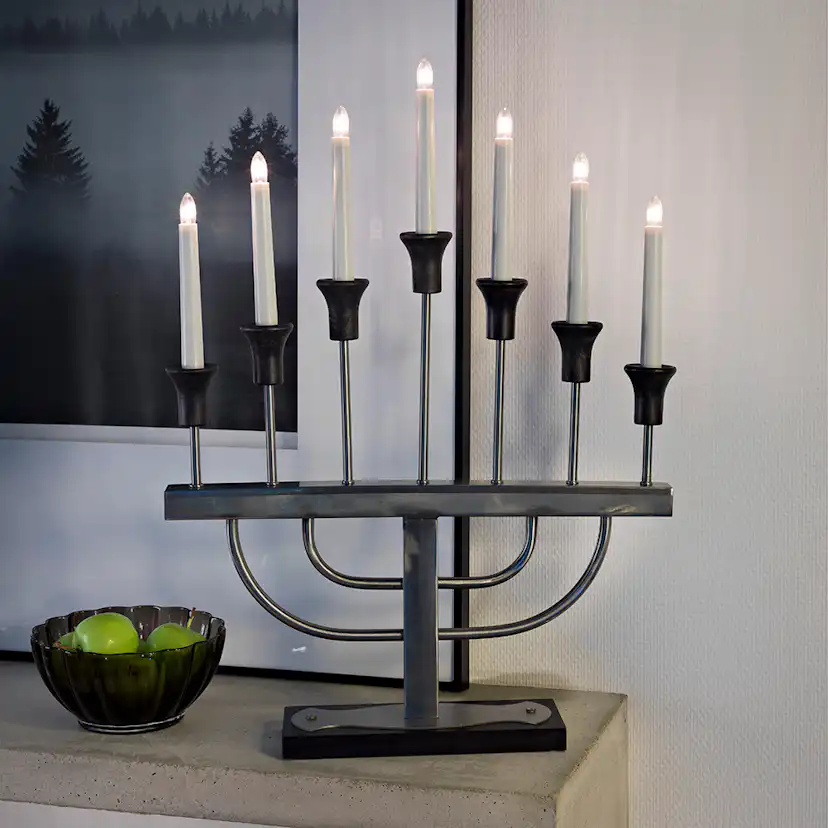 Adventsljusstake Gnosjö Konstsmide 7L Borstad Metall