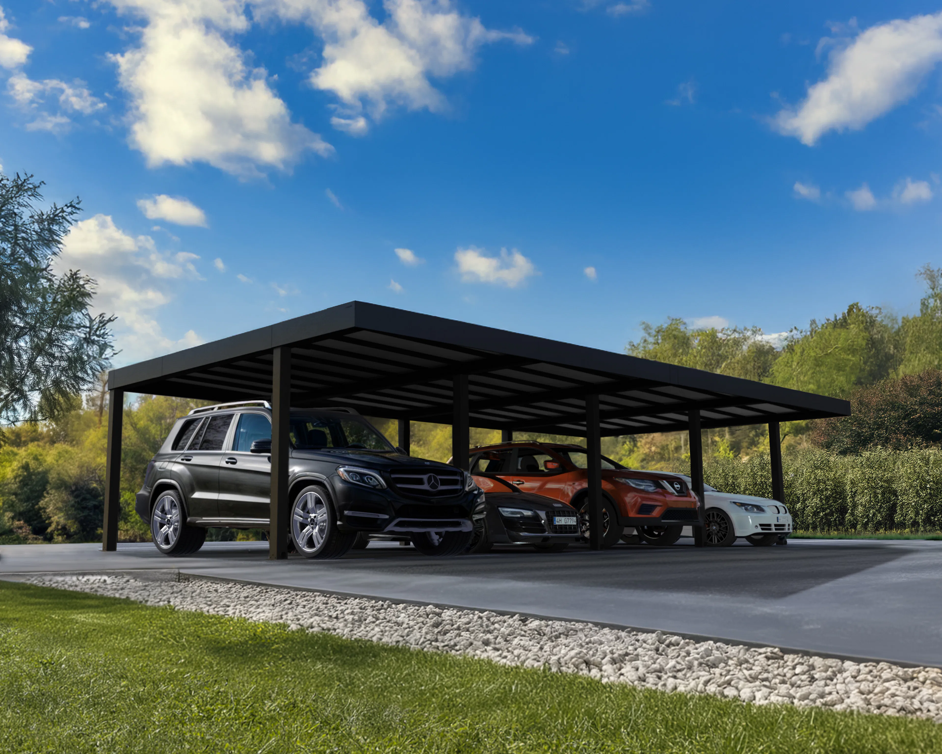 Canopia Oslo Carport i Metall Dubbel i Metall 6X12 m Svart 6x12 m