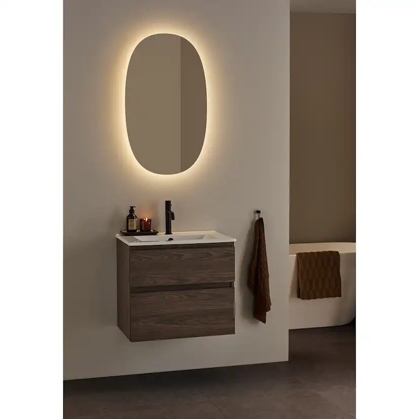 TVÄTTSTÄLLSSKÅP STYLE BRUN EK MED TVÄTTSTÄLL 600 B: 610 mm, Brun Ek