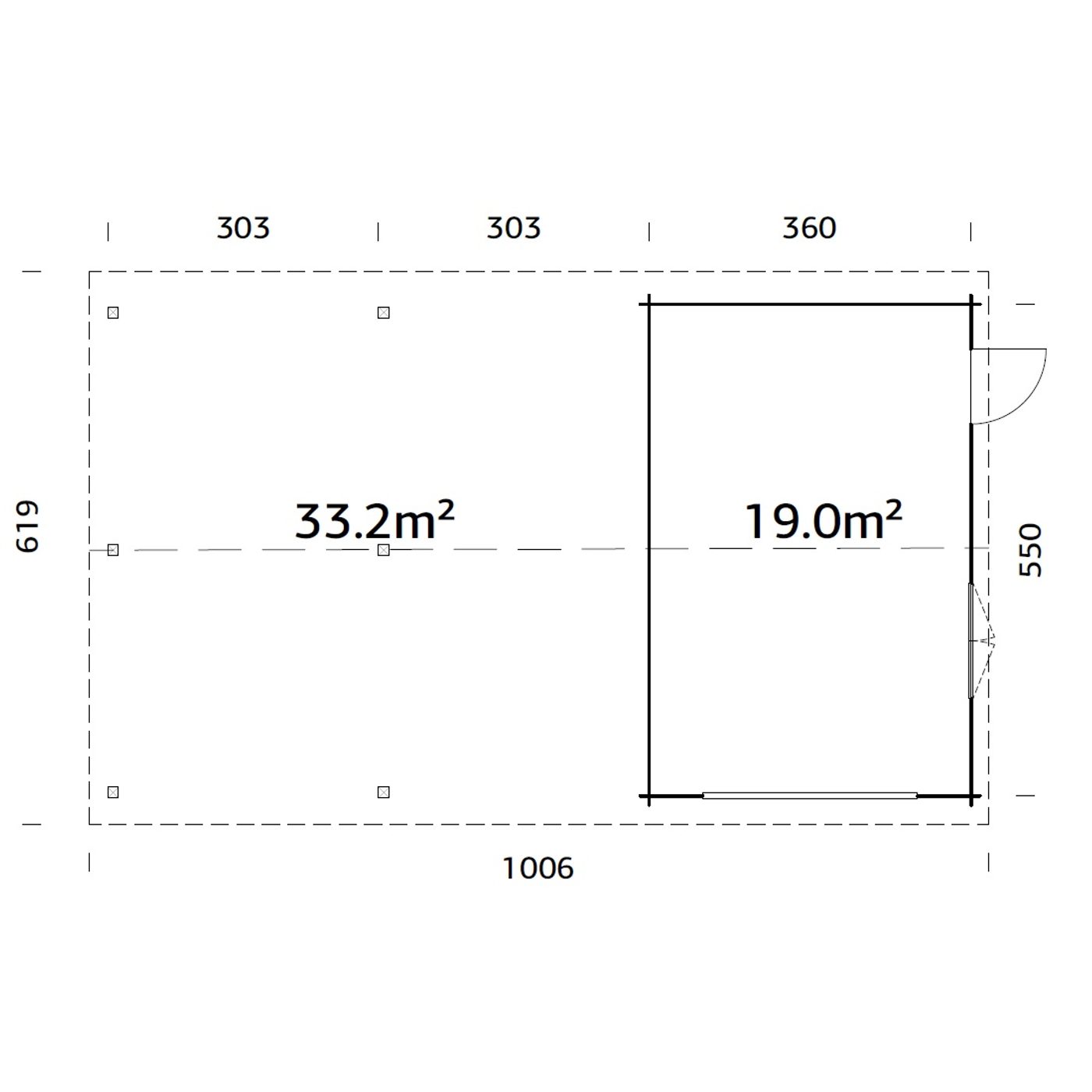 Garage Palmako Roger med Carport 53,1 m2