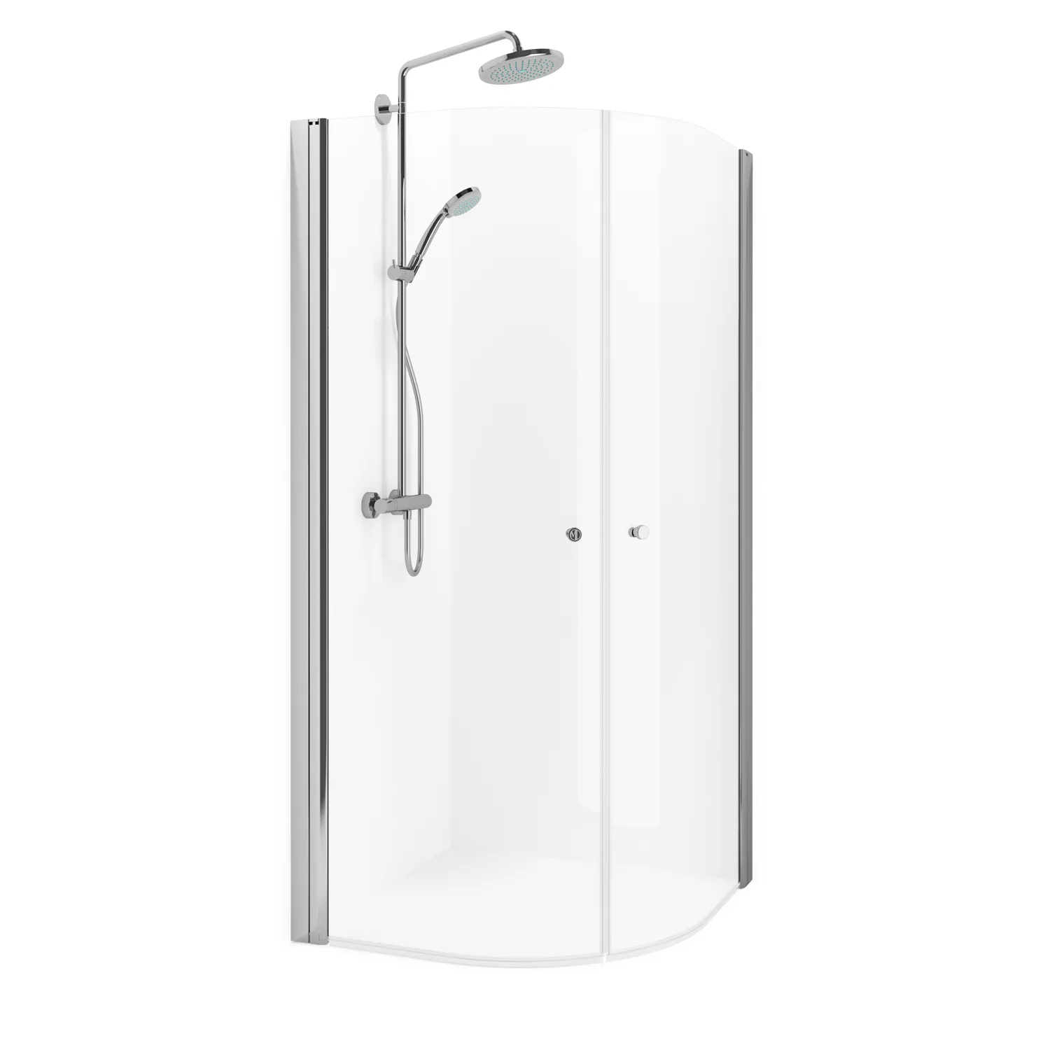 Spirit Rund 80x80 Bl Kl L 800x800x1800 mm, Krom, Klarglas med Knopp
