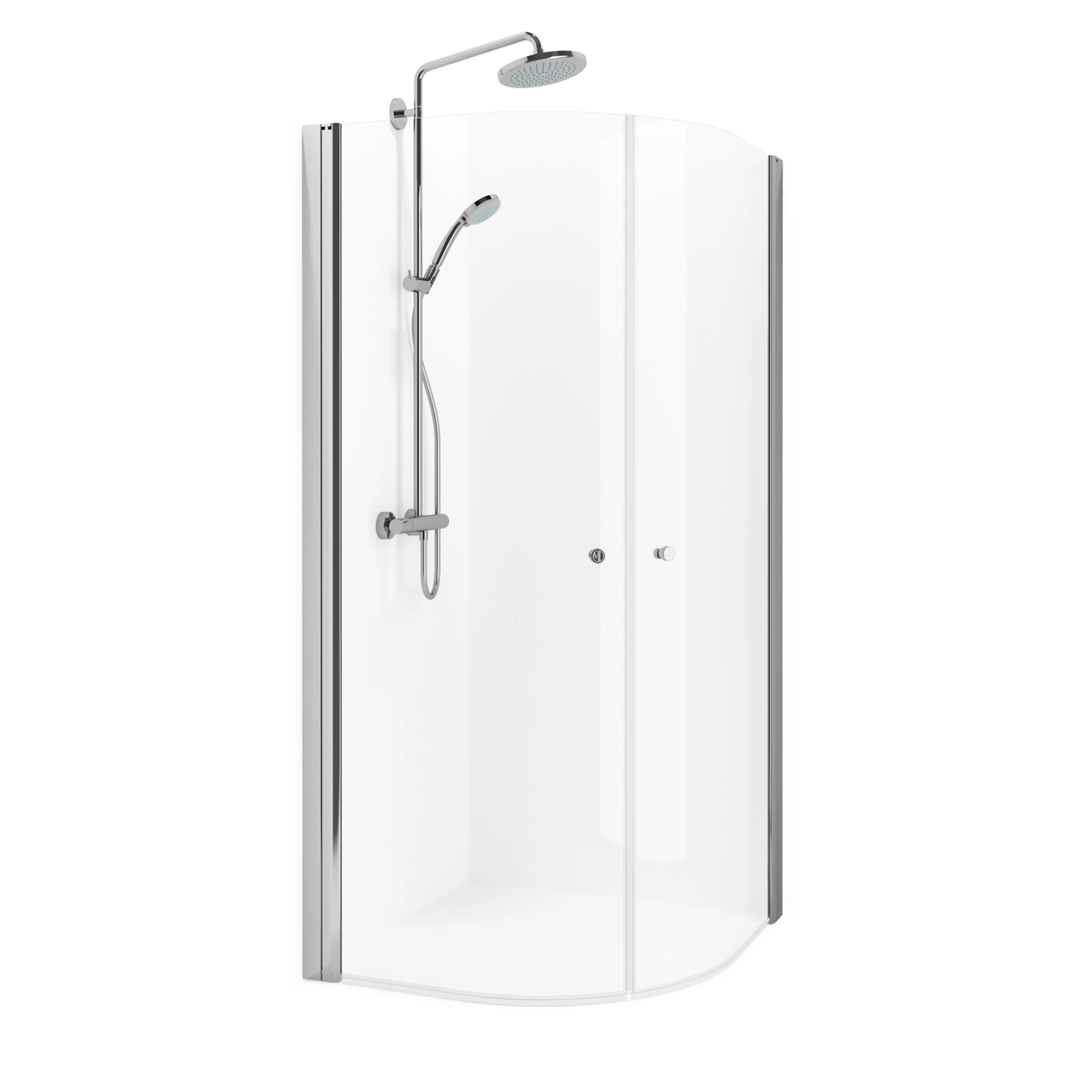 Spirit Rund 80x80 Bl Kl L 800x800x1800 mm, Krom, Klarglas med Knopp